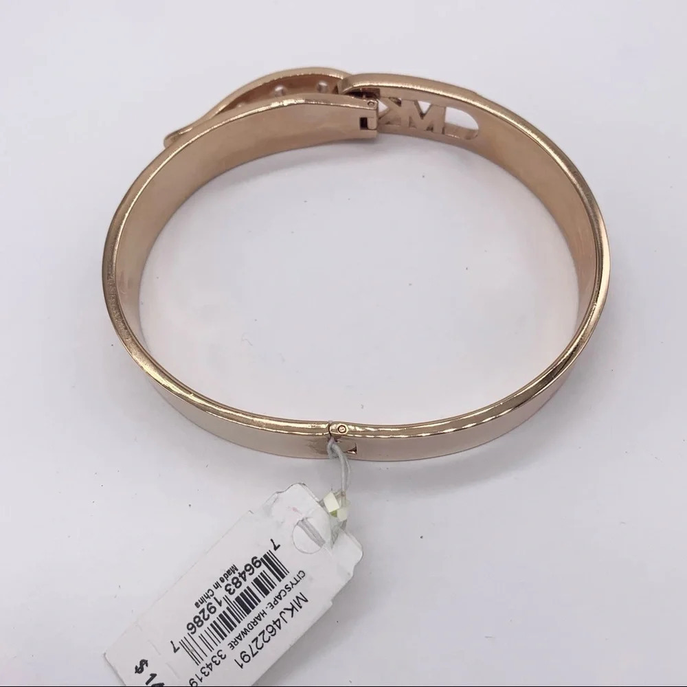 Michael Kors Cityscape Pave Rose Gold Buckle Bangle Bracelet NWT - Picture 6 of 8